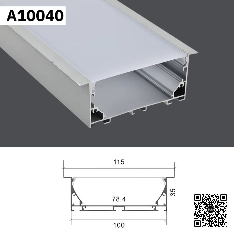 Thanh Nhôm LED Gắn Âm Loại Dày - Dài 3m | A10040